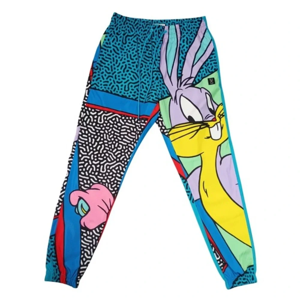 Looney Tunes Mens L Bugs Bunny Graphic Windbreaker Track Pants Joggers NWT 90s - Picture 1 of 14